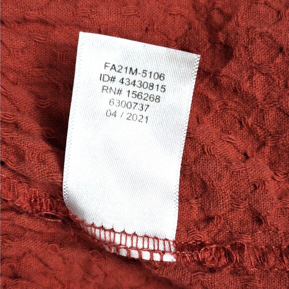 Womens Top Medium Boho Chic Retro Peasant Eyelet Trim Ruffles Feminine Gauzy - Picture 6 of 8